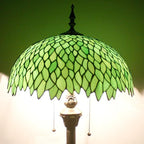 WERFACTORY Tiffany Floor Lamp Green Wisteria Stained Glass Standing Reading Light 16X16X64 Inches Antique Style Pole Corner Lamp Decor Bedroom Living Room Home Office S523 Series