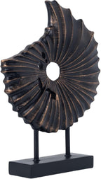 Unique Round Coin Sculpture Decorative Objects for Shelf Home Decor Accents, Modern Abstract Tabletop Decor Items for Living Room Fireplace Mantel, Above Cabinet (Black L)