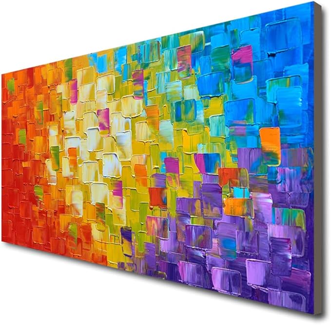 Seekland Art Hand Painted Texture Oil Painting on Canvas Abstract Wall Art Deco Contemporary Artwork Framed Ready to Hang (48 * 24 inch)