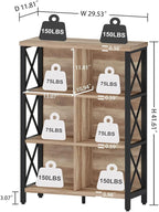 FATORRI Bookcase, 6 Cube Storage Organizer Shelf, Wood and Metal Cubby Book Shelf, Industrial 4 Tier Cube Bookshelf (Rustic Oak)