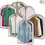 Hanging Clothes Storage with 4" Gusseted Garment Covers (Set of 6) - Clear Suit, Sweater, Shirt, Jacket Protectors for Closet - 24"x 32"x 4" / 6 Pack