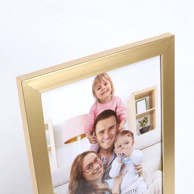 Giftgarden 5x7 Picture Frame Gold Set of 7, Multi Modern 5 x 7 Frames for Wall or Tabletop Display, Golden