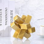 XMGZQ Gold Knot Statue for Coffee Table Decor,Modern Minimalist Geometric Knot Sculpture and Figurines,Abstract Art Line Decorative Ornaments Knick Knacks for Shelves,Bookcase,Console,Tabletop,Entry