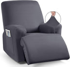 TAOCOCO Recliner Chair Covers 4-Pieces for Oversized Recliner, Stretch Recliner Slipcover for Large Recliners Washable Polyester Soft Fabric Furniture Protector (Oversized Recliner, Dark Gray)