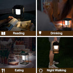 Aluminum Outdoor Table Lamp - Rechargeable 350 Lumen 3 Level Touch Control, IP44 Waterproof Cordless Outdoor Lamps Table Lantern with USB Port for Patio(3000K Warm White)