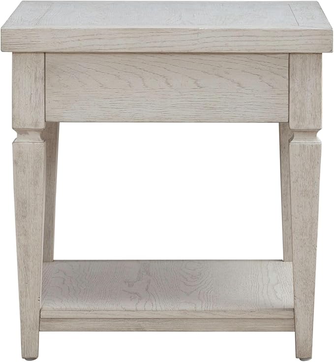 Liberty Furniture Caruso Heights Drawer End Table for Living Room - Whitestone Oak Wood
