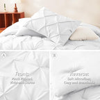 CozyLux Twin Comforter Set with Sheets White, 5 Pieces Pintuck Bed in A Bag, Twin Bed Set Gift for Family, Pinch Pleat Bedding Set with Comforter, Sheets, Pillowcase & Sham