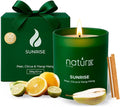 Natur IX Sunrise Scented Candles for Home | Pear,Citrus,YlangYlang | Natural Non Toxic Soy Candles with Essential Oils | 50h Long Burning
