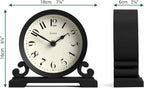 JONES CLOCKS® Saloon Mantel Clock | Traditional Double Scroll Design | Black | Contemporary Classic Style for Desk, Table, Shelf or Bedside