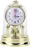 Desk Clock, Table Vintage Clock Small Silent Desk Clock Rustic Non Ticking Mantel Desktop Decorative with Dome Silent Elegant for Home Living Room Decor Office Countertop Bedroom Bedside Shelf
