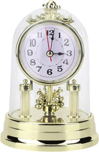 Desk Clock, Table Vintage Clock Small Silent Desk Clock Rustic Non Ticking Mantel Desktop Decorative with Dome Silent Elegant for Home Living Room Decor Office Countertop Bedroom Bedside Shelf