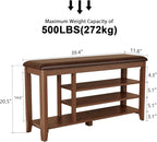 Solid Rubberwood Shoe Bench with Cushion, 3-Tier Entryway Bench with 14.6" Tall Boot Storage, Adjustable Shelves Shoe Rack Bench Used for Mudroom, Bedroom, Hallway, Walnut Finish (39.4" W)