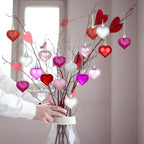 48PCS Heart Ornaments Valentine Ornaments for Tree Decorations, Valentines Day Heart Decorations (4 Colors)
