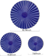ITrixgan 7 Pieces Deep Blue Wall Art Round Metal Modern Accent Large Sunburst Hanging Decorations Above Bed TV for Home Office Bedroom Living Room