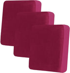 hyha Velvet Couch Cushion Covers, Soft Sofa Seat Covers for sectional 3 Cushion Couch Washable, Magic Sofa Slipcover with Elastic Bottom, Non-Slip Furniture Protector for Pets, Kid(3PC, Wine Red)