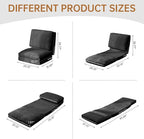 Bean Bag Chairs for Adults,Folding Sofa Bed,Floor Couch Bed, Foam Filling Fold Floor Mattress with Washable Soft Faux Fur Cover, Leisure Floor Couch for Bedroom Living Room(Black,Single)