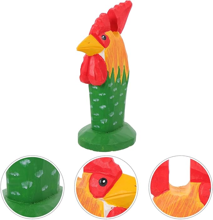 TIDTALEO Wooden Glasses Holder Eyeglasses Organizer Sunglasses Display Rack Hand Carved Rooster Animal Decor for Desk Home Office Storage