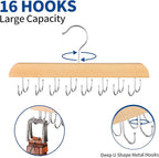 ELONG HOME Belt Hanger for Closet, 2 Pack Closet Organizers and Storage Belt Rack Max 48 Belts, Multifunction Wooden Hanger Tie Rack
