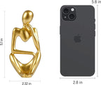 Sandstone Resin Thinker Style Abstract Sculpture Statue Collectible Figurines Home Office Bookshelf Desktop Decor (Small Gold, Right)