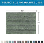H.VERSAILTEX Bath Rugs for Bathroom Non Slip Bath Mats Extra Thick Chenille Striped Rug 20" x 32" Absorbent Non Skid Fluffy Soft Shaggy Washable Dry Fast Plush Mat for Indoor, Bath Room - Green Bay