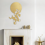 SIGNLEADER Metal Wall Art Decor Circles Abstract Shapes Minimalist Modern Abstract Wall Sculpture Hangings Home Decoration for Living Room, Bedroom, Bathroom, Kitchen, Outdoor - 18" Gold
