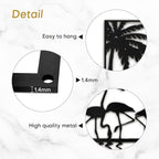 SIGNLEADER Metal Wall Art Moonlit Flamingos and Palm TreesDecor Modern Abstract Wall Sculpture Hangings Home Decoration for Living Room, Bedroom, Bathroom, Kitchen, Outdoor - 36" Black