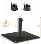 Giantex 35 lbs Patio Umbrella Base, 20 inch Heavy Duty Square Outdoor Umbrella Stand for 1.6''-1.9'' Poles, 4 Adjustable Pads Anchor Holes, Umbrella Holder for Deck Yard Poolside Garden