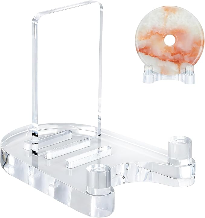 Acrylic Easel Display，Plate Stand for Display，Adjustable Clear Display Holder for 4" to 8" Platter, Book, Card, Frame, Picture, Artwork, Plaque ( Small-1pc 4"-8")