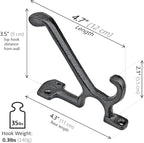 Ambipolar 5 Pack Decorative Cast Iron Heavy Duty Double Hooks, Wall Mounted Coat Hooks, Vintage Inspired (Antique Black) (Type-7 Type)