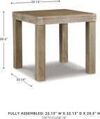 Signature Design by Ashley Silo Point Casual Outdoor Square Patio End Table with Slatted Styling, Multi-Step Finish, Eucalyptus Wood, 20.5" High, Brown