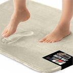 GORILLA GRIP Memory Foam Bath Rugs, Soft Absorbent Velvet Bathroom Mats, Durable Dots on Underside, Machine Washable Bathmat, Carpet Rug Room Decor for Shower Floor, 48x24 Mat, Champagne