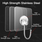 Large Adhesive Hooks for Hanging Heavy-Duty 44Ib(Max) 30 Packs, Wall Hangers without Nails Self-Adhesive Traceless Clear and Removable, Waterproof and Rustproof Multiple Uses for Bathroom Kitchen Home