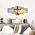Elephant Stock Holy Cross Wall Art Multi Piece Canvas - 5 Panel Christian Pictures Decor - Digital Design Canvas Print - Christian Wall Decor - 68" X 30"