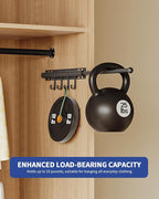 12" Valet Rod for Closet Pull Out With 4 Hooks Valet Rods for Closets (2Pack Black) Closet Valet Rod Slide Out