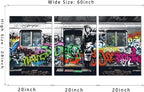 Novatique Banksy Wall Art Street Graffiti Wall Art Abstract Graffiti Painting Art Modern Pop Picture Canvas Print Framed Classic Street Painting for Living Room Home Decor, 20”x 28”x 3Pcs