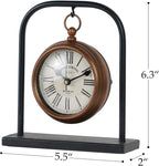 NIKKY HOME Small Retro Desk Clock, Silent Non-Ticking Classic Battery Operated Decorative Table Mantel Shelf Clock for Living Room