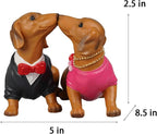 Guichifun Valentines Day Decor Couple Gifts - Kissing Dachshund Dog Couple Figurines 2 Piece Resin Love Statue Decor Valentine Decorations Anniversary for Husband Wife Gifts 8.5 X 2.5 X 5 Inch