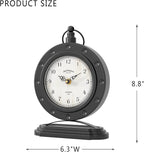 Vintage Table Clock, Desk and Shelf Mantel Clock, Antiques London Style Black Decor Clocks, for Farmhouse, Living Room, Bedroom, Bedside, Gift (8.8" H x 6.3" W)