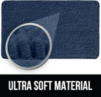 KANGAROO Bathroom Rugs, Chenille Soft Absorbent Bath Rug, Shaggy Shower Mat, Quick Dry Machine Wash Bathmat, Plush Carpet Mats for Tub, Bathtub and Room Home Decor Accessories, 36x24, Navy Blue