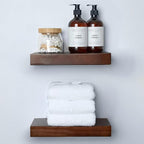Homeforia Walnut 12 inch Floating Shelf, High End Solid Real Wood Small 12inch Floating Shelves for Wall Mounted, Dark Brown 12in Floating Shelves, Heavy Duty Bracket, 12 X 6.5 X 1.75 inches, Set of 2