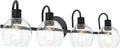 4-Lights Contemporary Bathroom Light Fixtures Over Mirror with Seeded Globe Glass Shades, Black Rustic Vanity Wall Lighting for Bedroom Dressing Cabinet