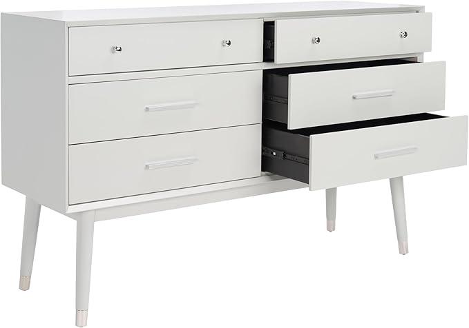 SAFAVIEH Couture Collection - Zack Grey 6-Drawer Wood Dresser with Silver Accents, Modern Storage Chest (DUP1004J)