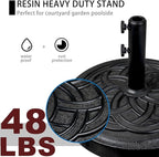 Sundale Outdoor Umbrella Base 48lbs with Stainless Steel Umbrella Tube, Heavy Duty Square Resin Umbrella Stand, Black