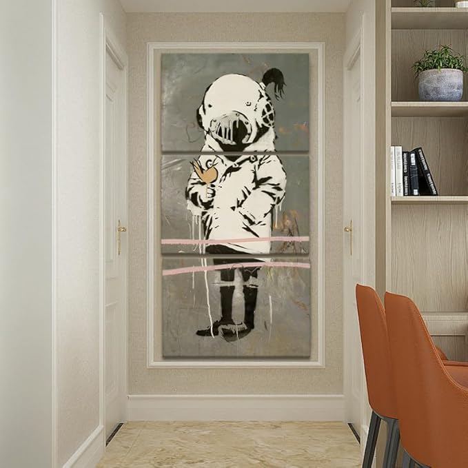 Novatique Banksy Wall Art Graffiti Canvas Wall Art Abstract Pop Poster Art Street Graffiti Painting Prints for Teenagers Bedroom Living Room Home Decor, 24"x 36"x 3Pcs