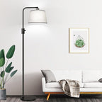 【Upgraded】 Dimmable Floor Lamp, 1000 Lumens LED Edison Bulb Included, Arc Floor Lamps for Living Room Modern Standing Lamp with Gray Shade, Tall Lamps for Living Room Bedroom Office Dining Room