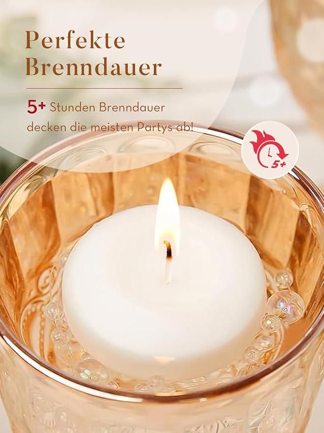 White Floating Candles 2 inch, 48 Pack Floating Candles 5-6 Hours Long Burning, Unscented Floating Candle for Centerpieces, Wedding, Christmas Lights, Romantic Night for Her/Him Set