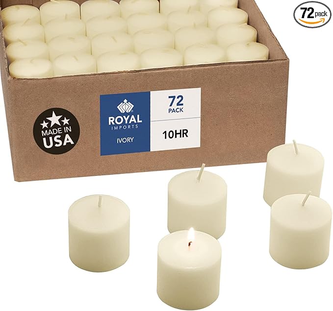 Royal Imports Votive Candle, Unscented Wax for Wedding, Birthday, Party, Spa, Holiday & Home Decoration (72, Ivory, 10 Hour)