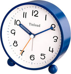 4.5" Antique Retro Analog Alarm Clock, Small Silent Battery Operated Clock with Manual Light, Snooze, Vintage Decor for Bedroom, Living Room, Office, Bedside,Desk（Blue）