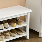 Shoe Rack Bench for Entryway with Storage, 32", 3-Tier Wooden Shoe Bench for Hallway, Front Door, Entrance, White