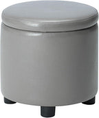 Designs4Comfort Round Accent Storage Ottoman with Reversible Tray Lid
